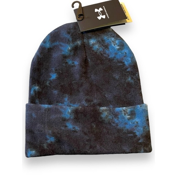NWT Under Armour Halftime Printed Beanie Colder Conditions Tie Dye Men's Blue OS - Picture 3 of 9